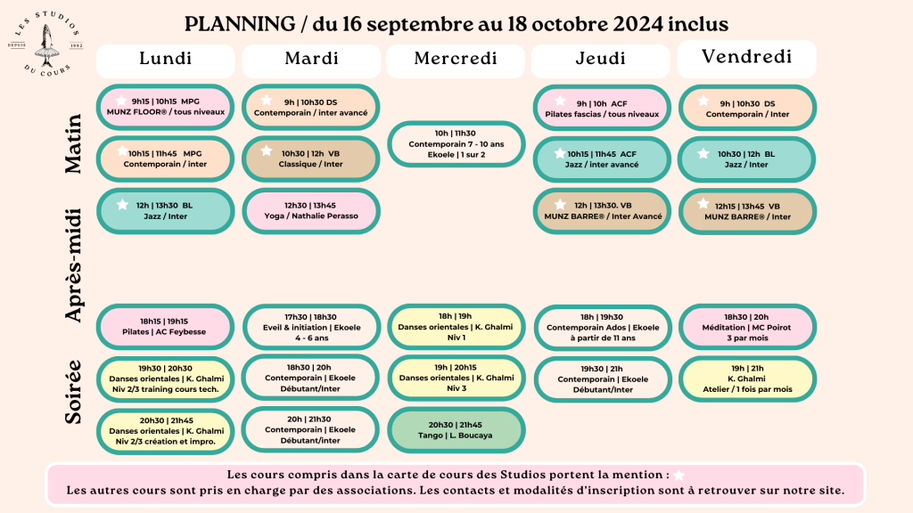 Planning cours TP sept-oct 2024